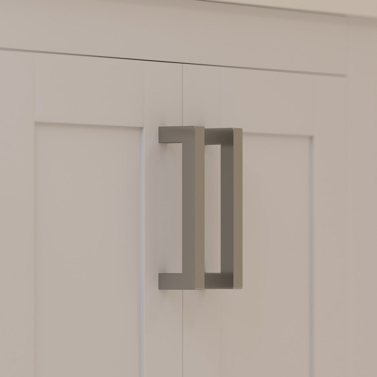 White Solid Wood Bathroom Vanity Cabinet with Brushed Nickel Hardware