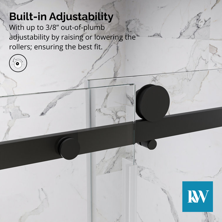 Matte Black Frameless Sliding Shower Door with Clear Glass