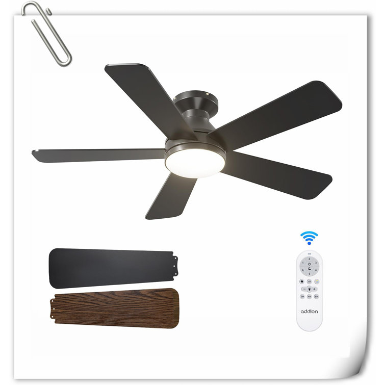 Black Low Profile Ceiling Fan with LED Light and Remote