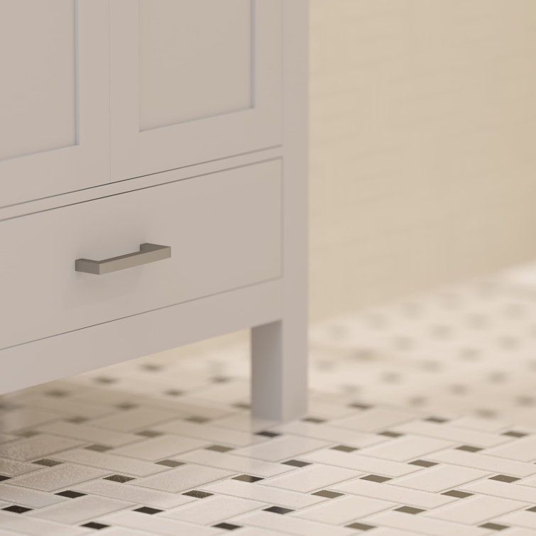 Rooh 30" White Solid Wood Bathroom Vanity with Brushed Nickel Hardware