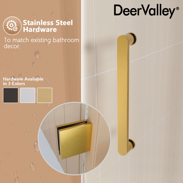 Concord 60" Gold Frameless Sliding Shower Door with Tempered Glass
