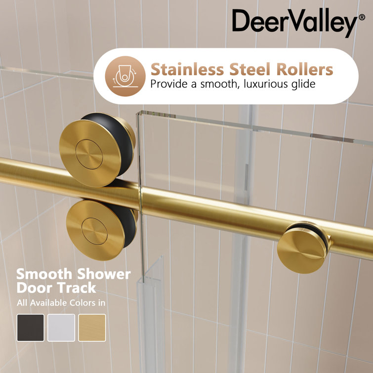 Concord 60" Gold Frameless Sliding Shower Door with Tempered Glass