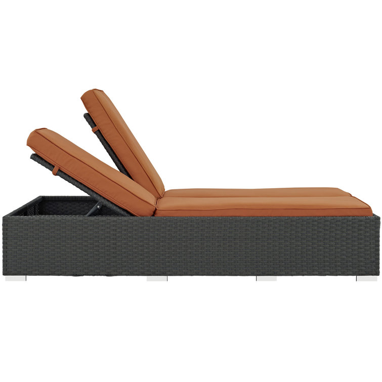 Chocolate Tuscan Outdoor Patio Double Chaise with Sunbrella Cushions