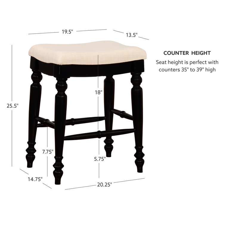 Marino 25" Black Wood Elegant Backless Counter Stool