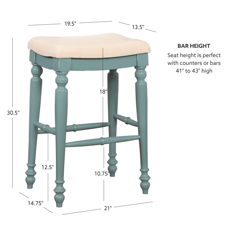 Marino 30" Plush Blue and Wood Elegant Backless Bar Stool
