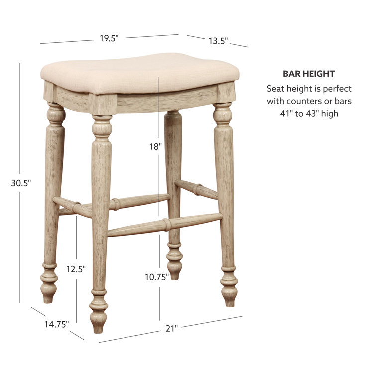 Marino 30" White Wash Elegant Turned Leg Wood Bar Stool