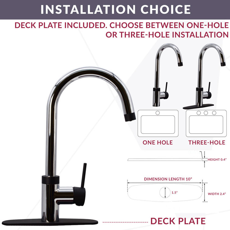Polished Chrome and Matte Black 3-in-1 Kitchen Faucet with Instant Hot Water Tank