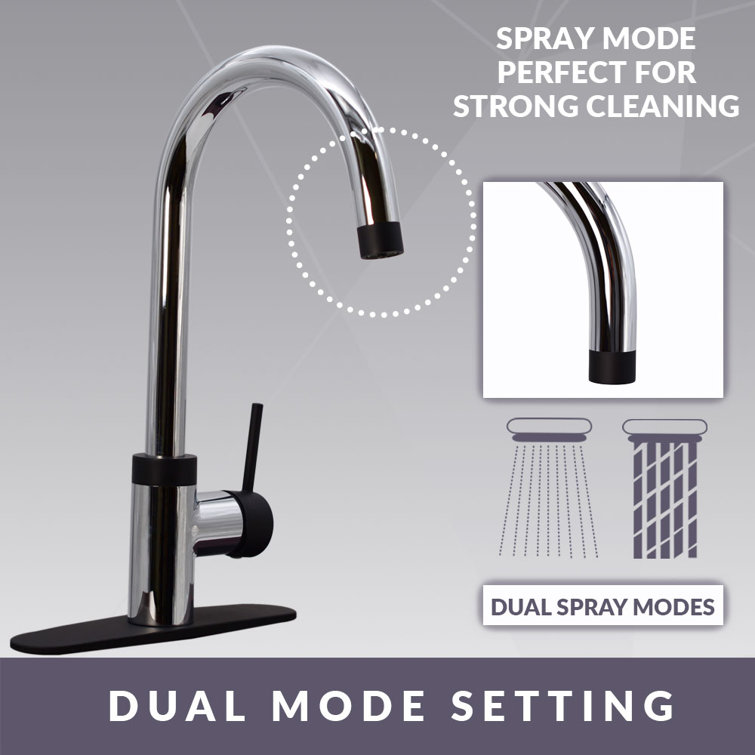 Polished Chrome and Matte Black 3-in-1 Kitchen Faucet with Instant Hot Water Tank