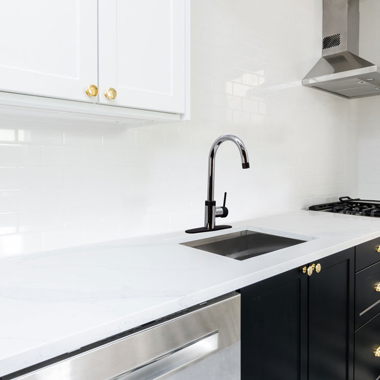 Polished Chrome and Matte Black 3-in-1 Kitchen Faucet with Instant Hot Water Tank