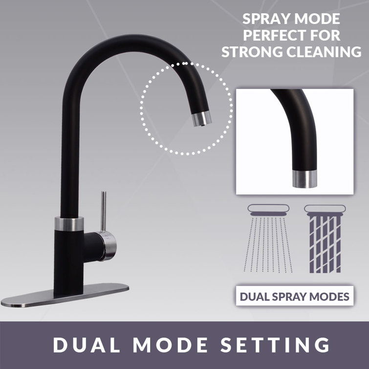 Matte Black and Stainless Steel 3-in-1 Kitchen Faucet with Instant Hot Water Tank