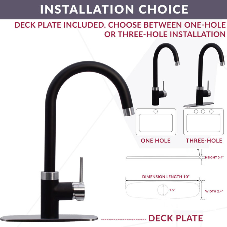 Matte Black and Stainless Steel 3-in-1 Kitchen Faucet with Instant Hot Water Tank
