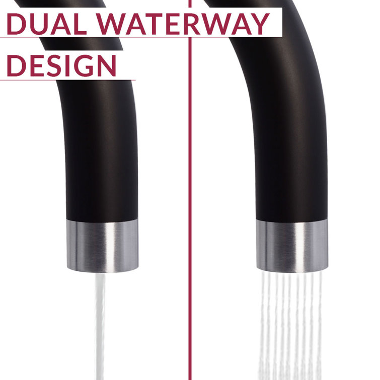 Matte Black and Stainless Steel 3-in-1 Kitchen Faucet with Instant Hot Water Tank