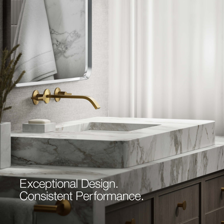 Brushed Brass Single Hole Bathroom Faucet with Lever Handle