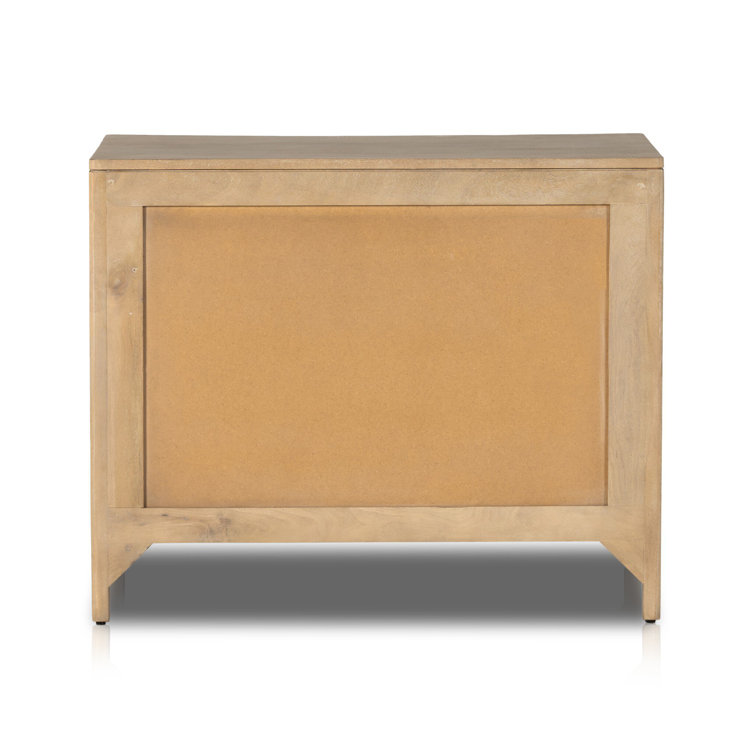Natural Mango 3-Drawer Nightstand with Woven Cane Front