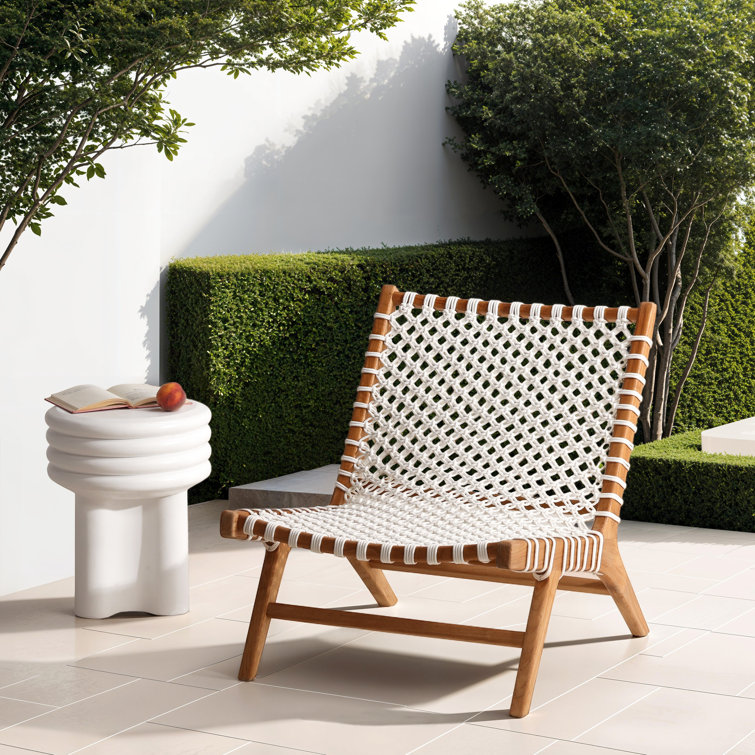Mario White and Teak Outdoor Lounge Chair