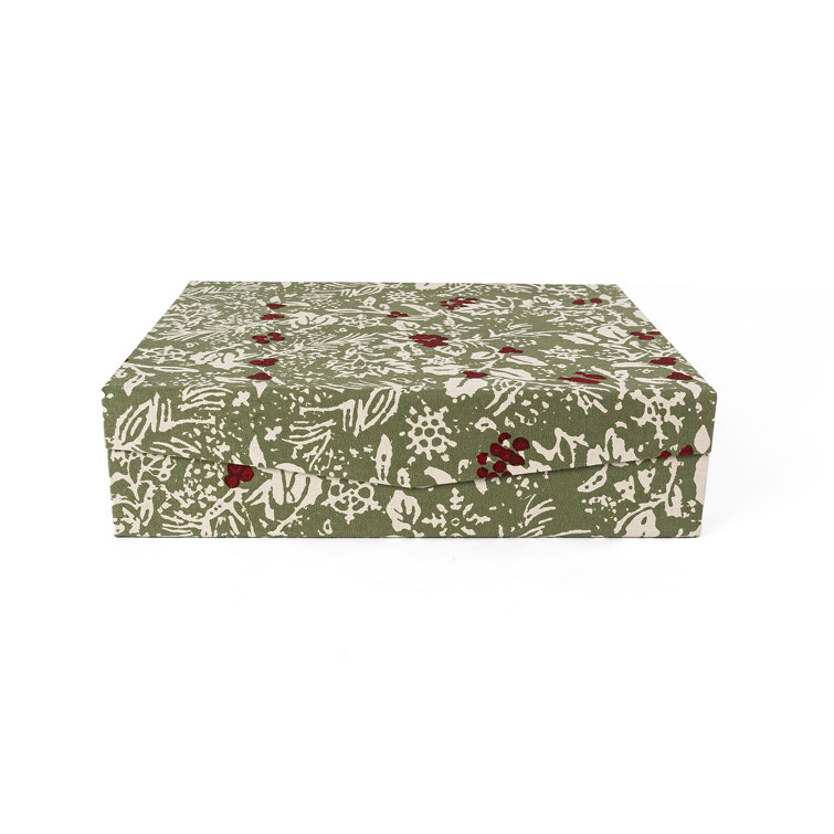 Hand Printed Green and Red Cotton Decorative Box