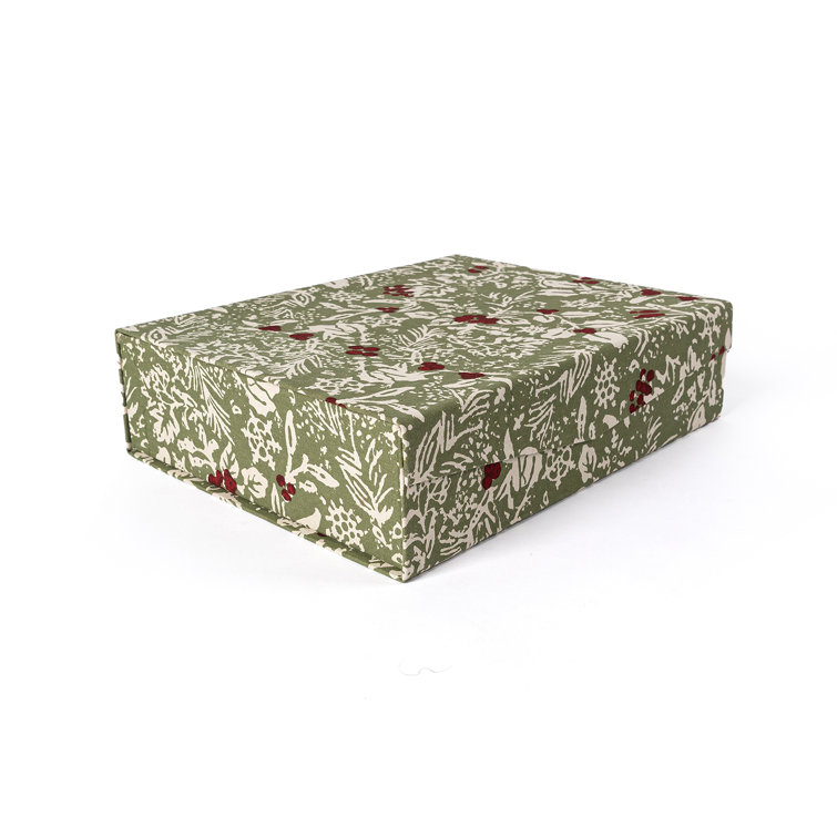 Hand Printed Green and Red Cotton Decorative Box