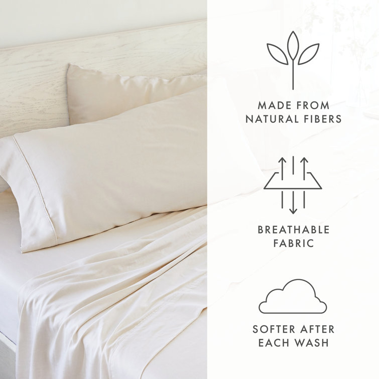 Full Natural Bamboo Linen Blend 4-Piece Sheet Set