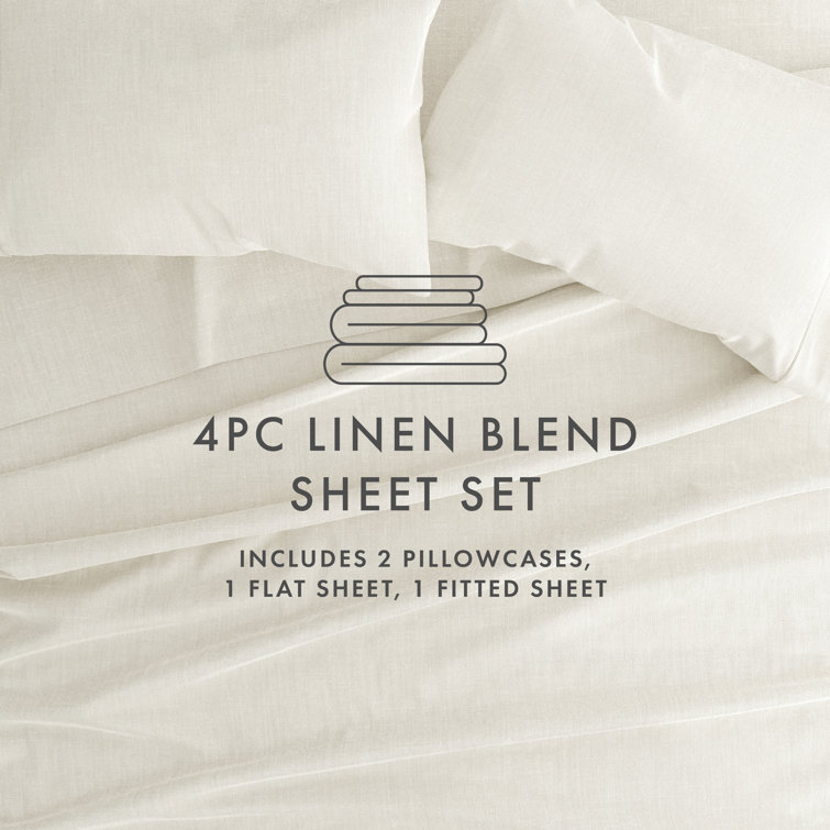 Full Natural Bamboo Linen Blend 4-Piece Sheet Set