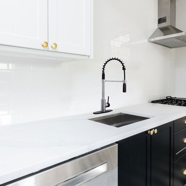 21" Matte Black Stainless Steel Pull Down Kitchen Faucet
