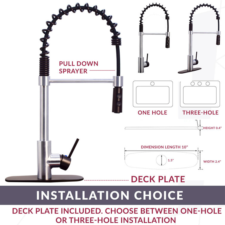 21" Matte Black Stainless Steel Pull Down Kitchen Faucet