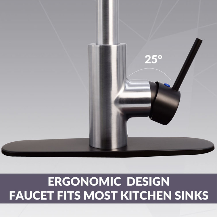 21" Matte Black Stainless Steel Pull Down Kitchen Faucet