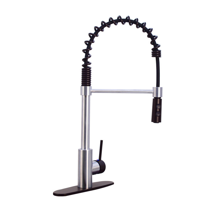 21" Matte Black Stainless Steel Pull Down Kitchen Faucet