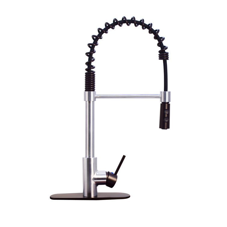 21" Matte Black Stainless Steel Pull Down Kitchen Faucet