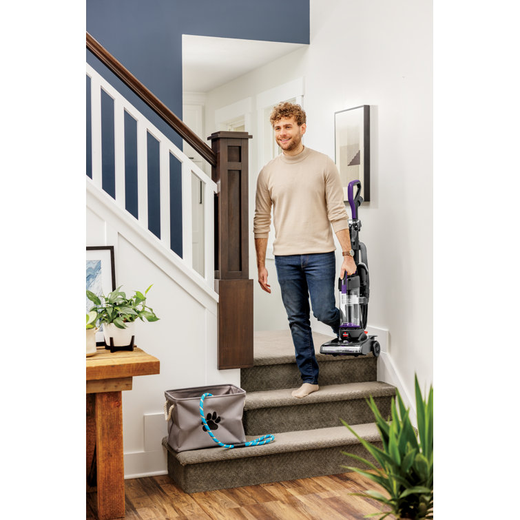 Compact Black and Purple Bagless Upright Vacuum Cleaner for Pets
