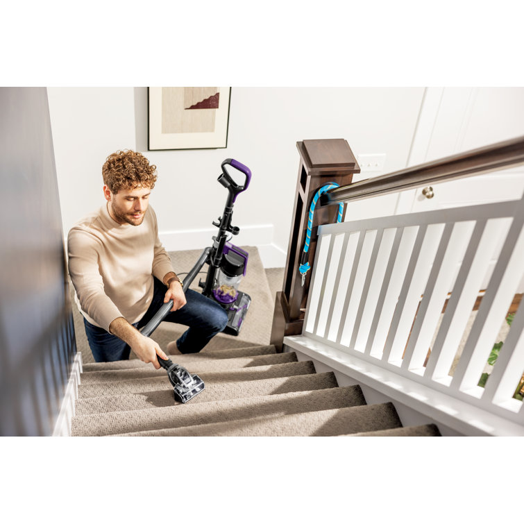 Compact Black and Purple Bagless Upright Vacuum Cleaner for Pets