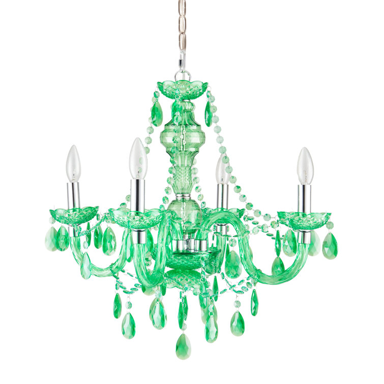 Green Mini Crystal Plug-in Chandelier with Acrylic Jewels