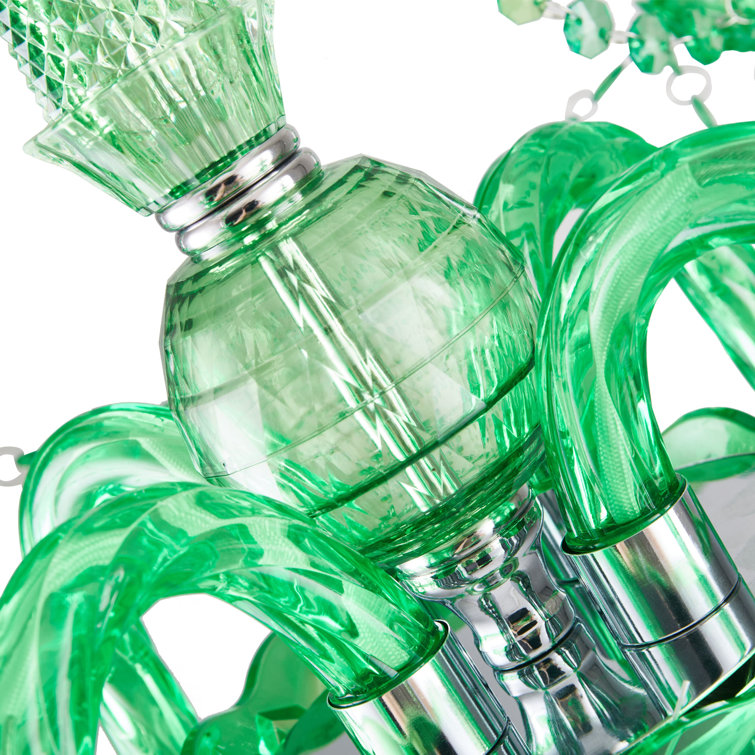 Green Mini Crystal Plug-in Chandelier with Acrylic Jewels