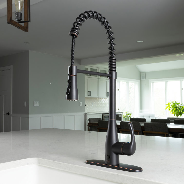 Oil-Rubbed Bronze Pull-Down Kitchen Faucet with Spring Neck