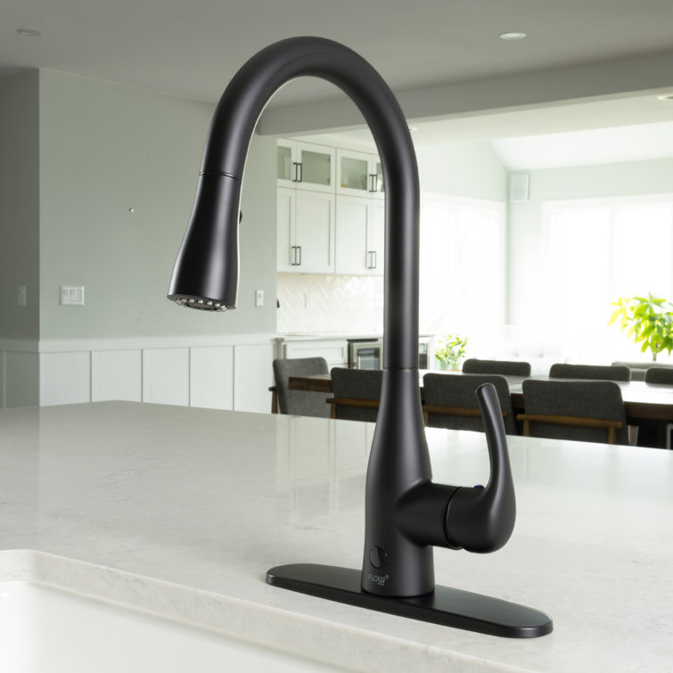 Matte Black Touchless Pull-Down Kitchen Faucet with Spray