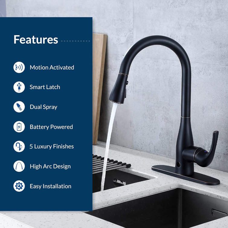 Matte Black Touchless Pull-Down Kitchen Faucet with Spray
