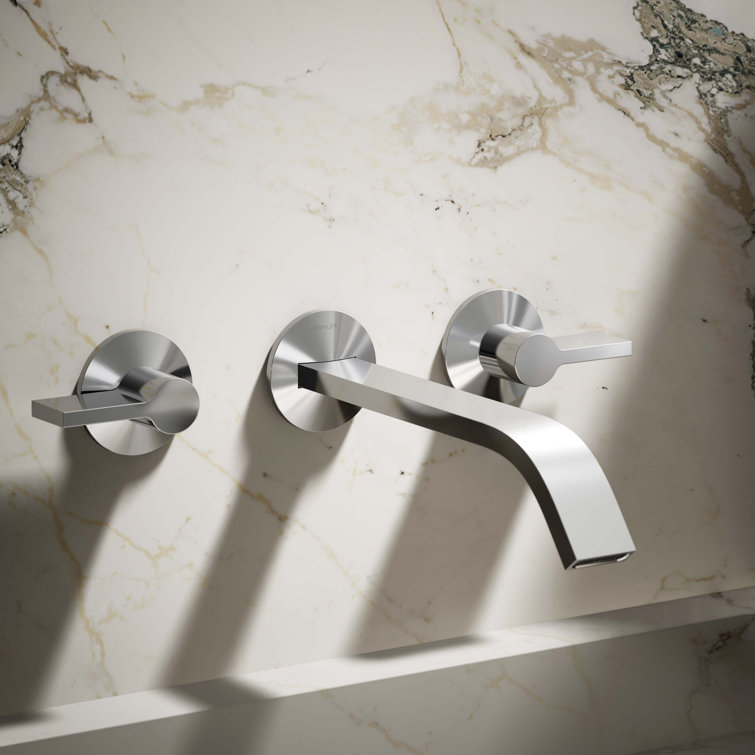 Polished Chrome Wall-Mount Bathroom Sink Faucet Trim