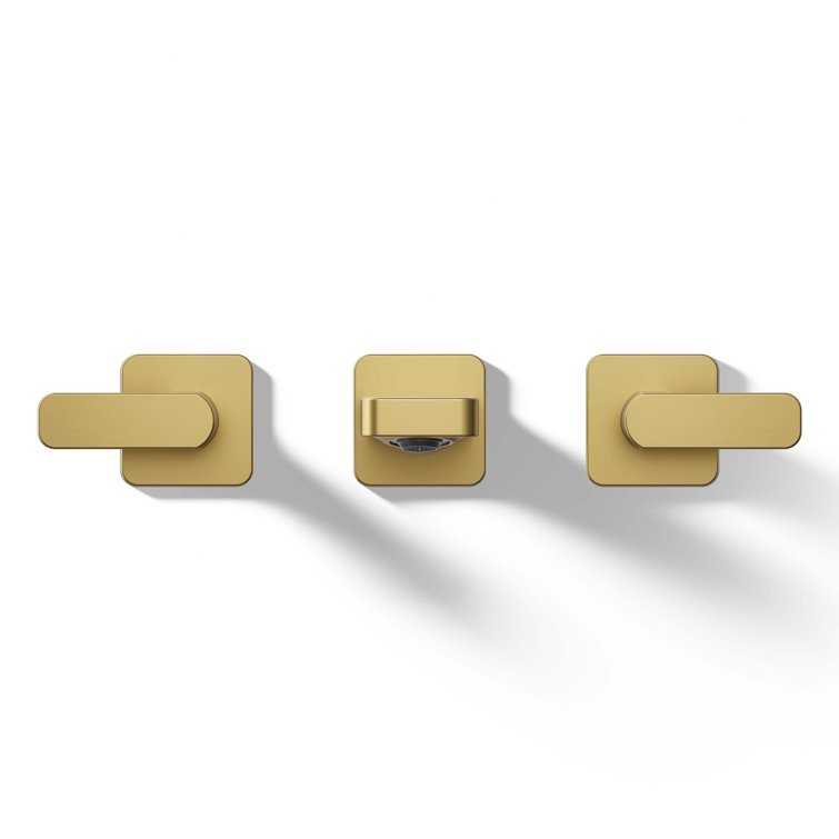 Gold Wall-Mount Bathroom Sink Faucet Trim Set