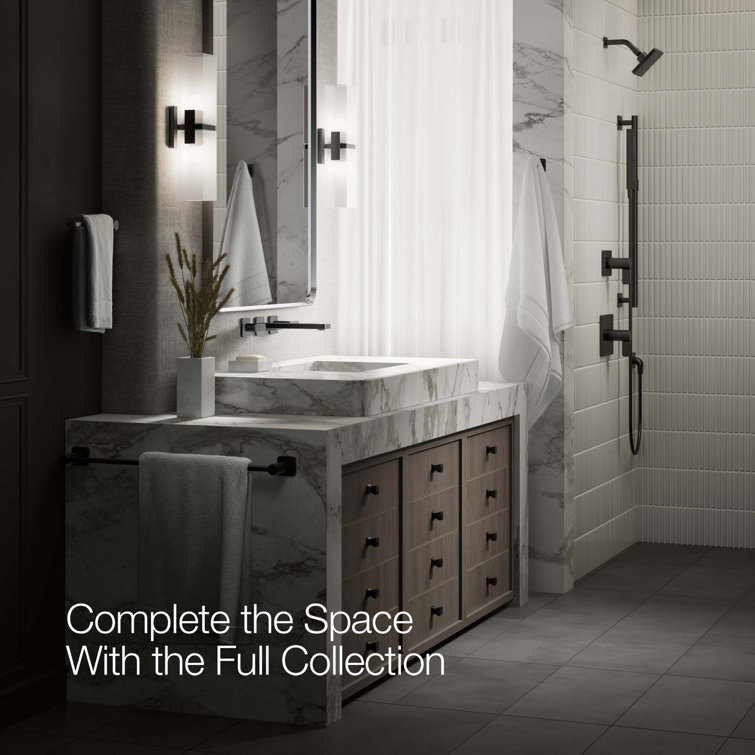 Elegant Matte Black Wall-Mounted Bathroom Sink Faucet with Dual Lever Handles