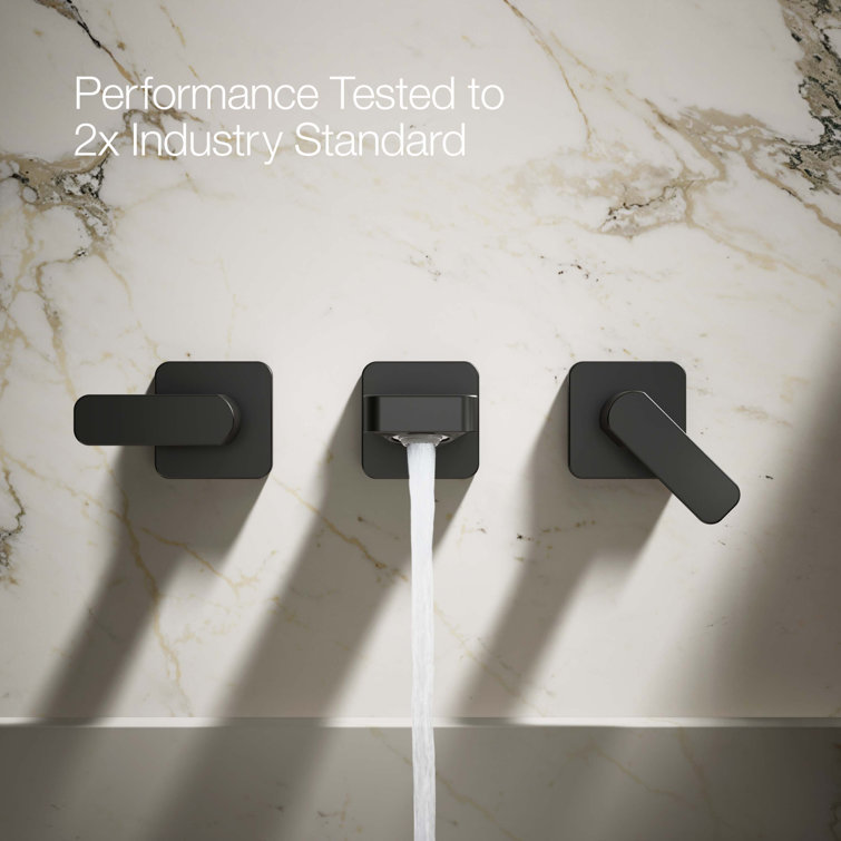 Elegant Matte Black Wall-Mounted Bathroom Sink Faucet with Dual Lever Handles