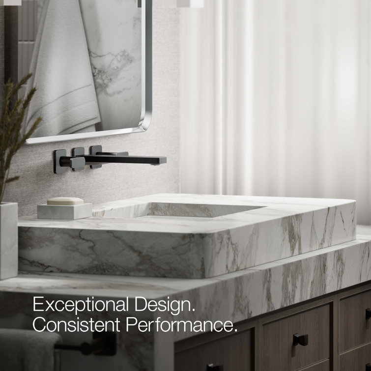 Elegant Matte Black Wall-Mounted Bathroom Sink Faucet with Dual Lever Handles
