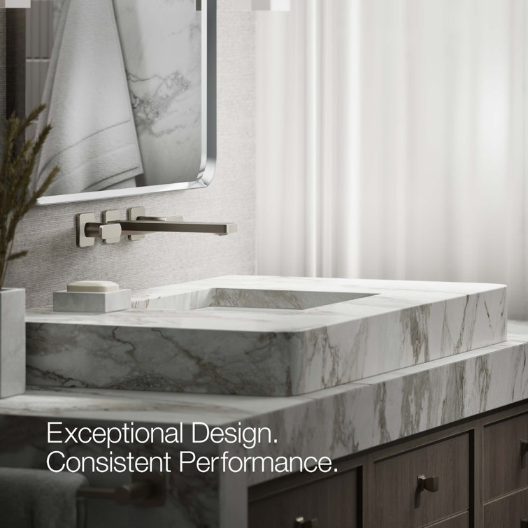 Brushed Nickel Wall-Mounted Bathroom Sink Faucet with Lever Handles