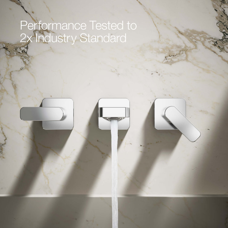 Polished Chrome Wall-Mount Bathroom Faucet with Lever Handles