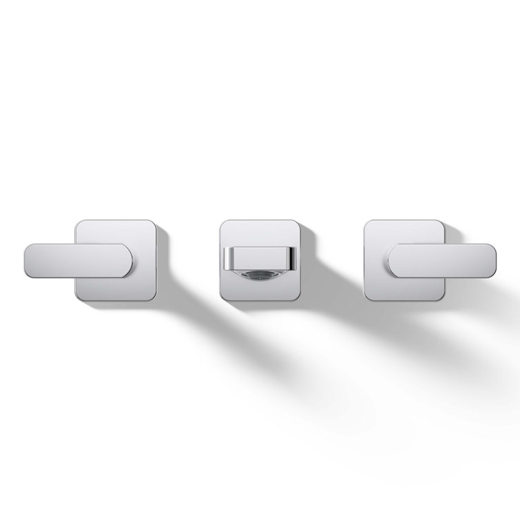 Polished Chrome Wall-Mount Bathroom Faucet with Lever Handles