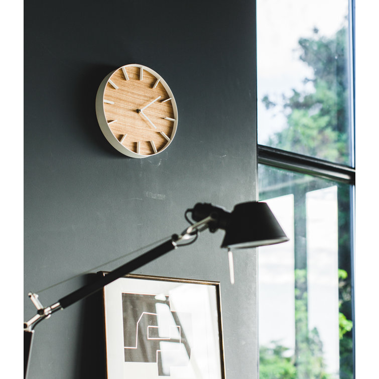 Ash and White Modern Wood and Steel Wall Clock