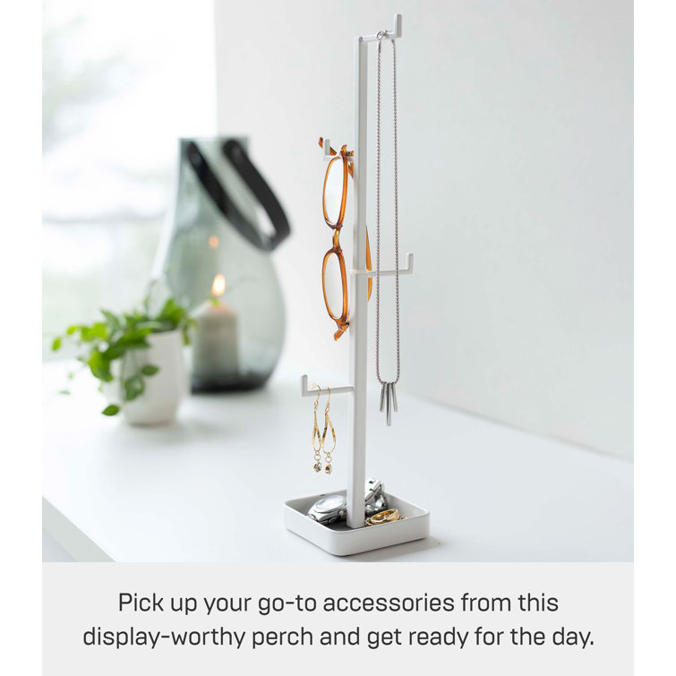 White Adjustable Metal Jewelry Stand with Tray