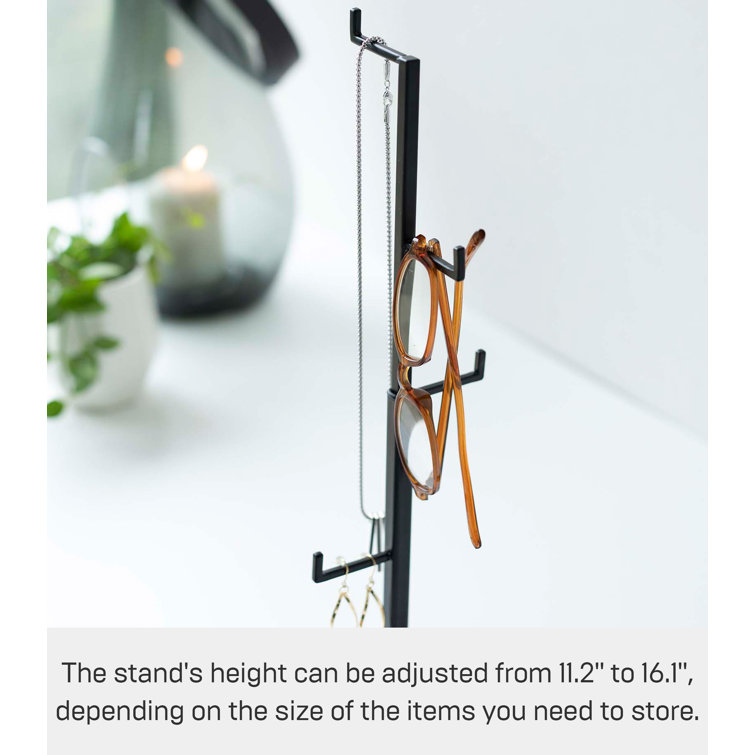 Black Metal Height-Adjustable Jewelry Tree Stand