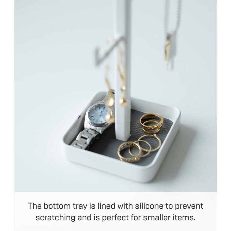 White Adjustable Metal Jewelry Stand with Tray