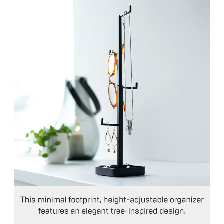 Black Metal Height-Adjustable Jewelry Tree Stand
