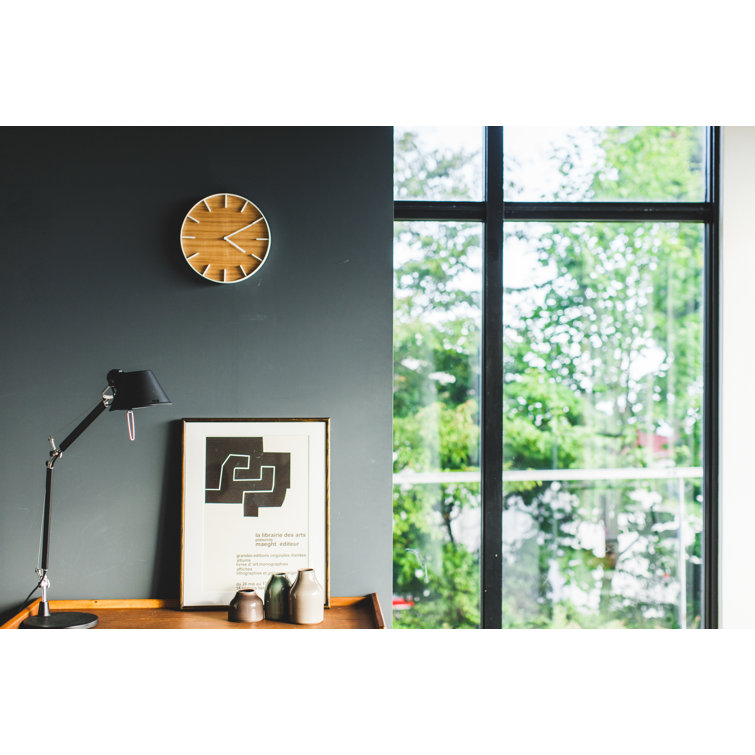 Ash and White Modern Wood and Steel Wall Clock