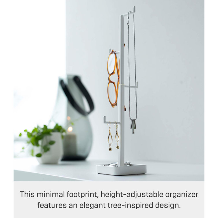 White Adjustable Metal Jewelry Stand with Tray